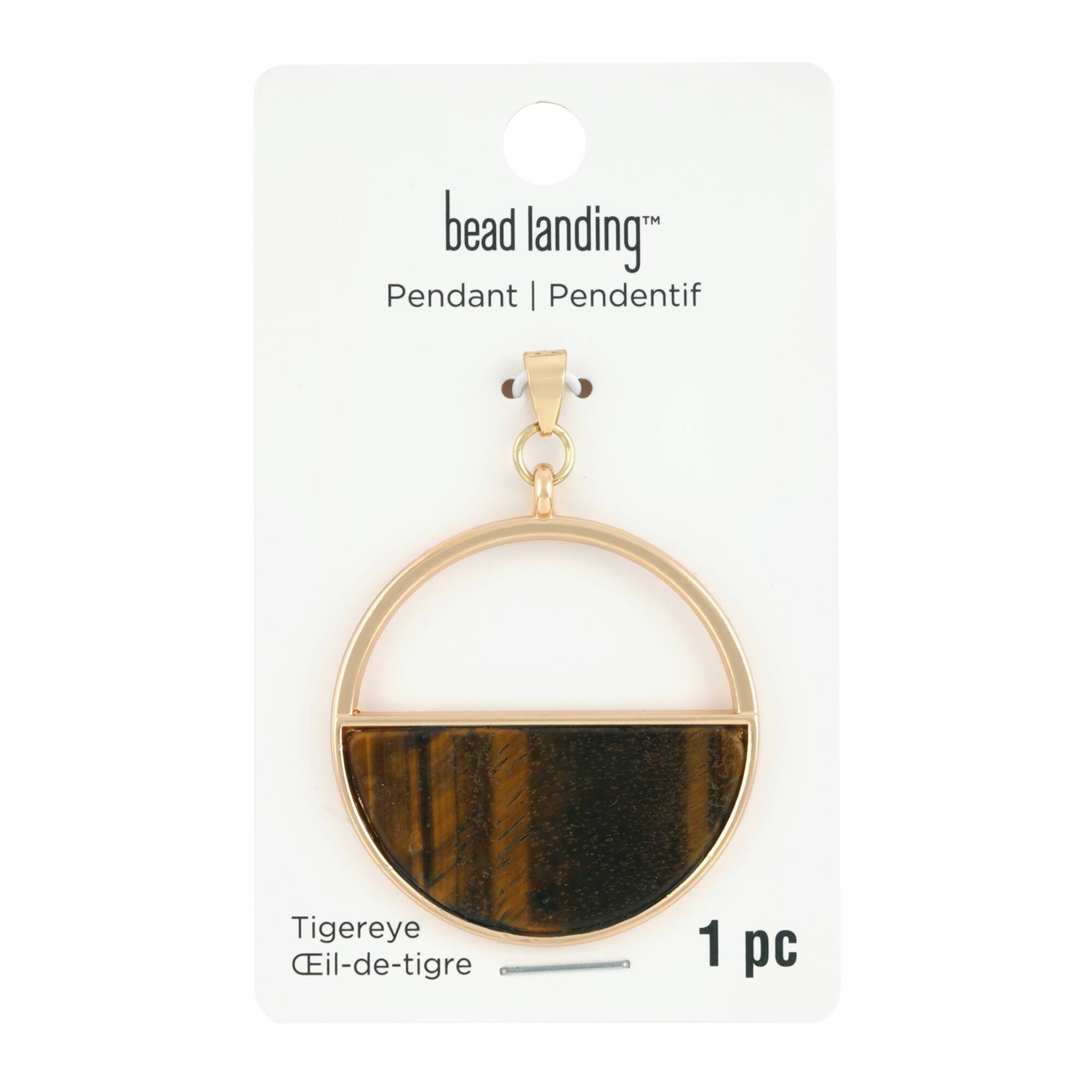 Tiger's Eye Half Circle Pendant by Bead Landing™